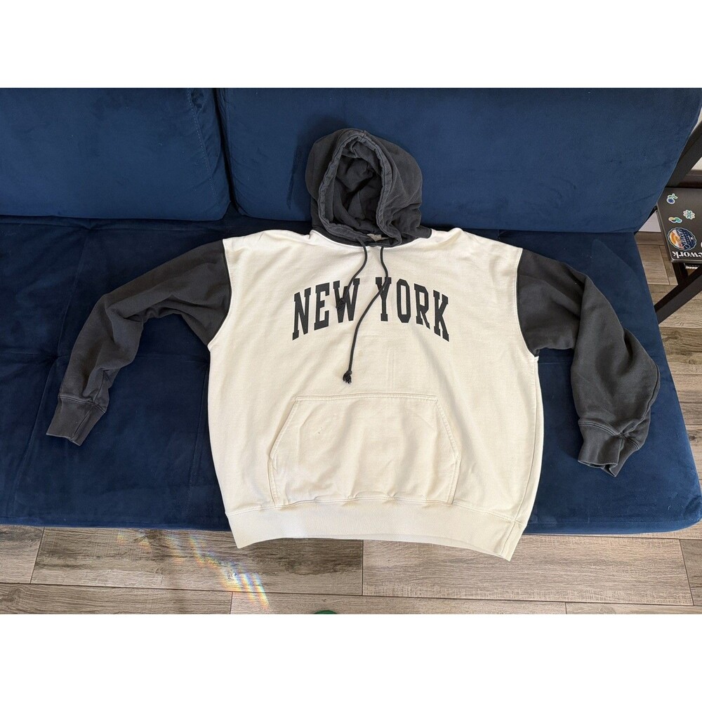 John cult brandy Melville New-York Hoodie White Black Colorblock vintage style